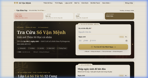 Số Vận Mệnh - Tra cứu thần số học và tử vi đẩu số ứng dụng AI